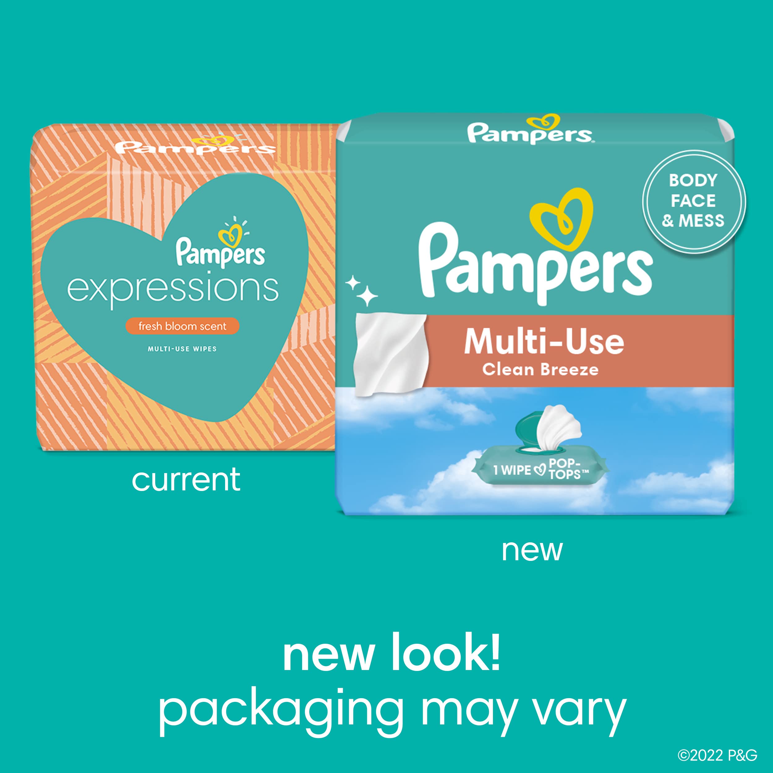 Pampers Baby Wipes Multi-Use Clean Breeze 1X Pop-Top Pack 56 Count