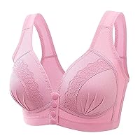 Ladies Front Closure Bras Solid Everyday Bralettes Comfy Button Snap Bra for Old Women Push Up Bralettes Underwear