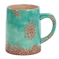 Paseo Road by HiEnd Accents Patina Turquoise Coffee Mug Set of 4, 18 Oz Large Ceramic Mugs for Tea Cocoa Hot Chocolate, Cups with Handle for Hot or Cold Drinks, Southwestern Rustic Lodge Design
