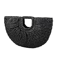 YYW Handmade Tote Bag for Women, Hand-woven Straw Large Hobo Bag for Women Round Handle Ring Toto Summer Beach Bag Beach Bag