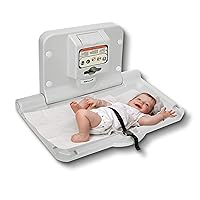 Alpine Wall Mounted Baby Changing Station - Horizontal Baby Changing Table Foldable Diaper Tables with Safety Strap for Commercial Bathroom, ADA Complaint (Hardware Included) White Gray