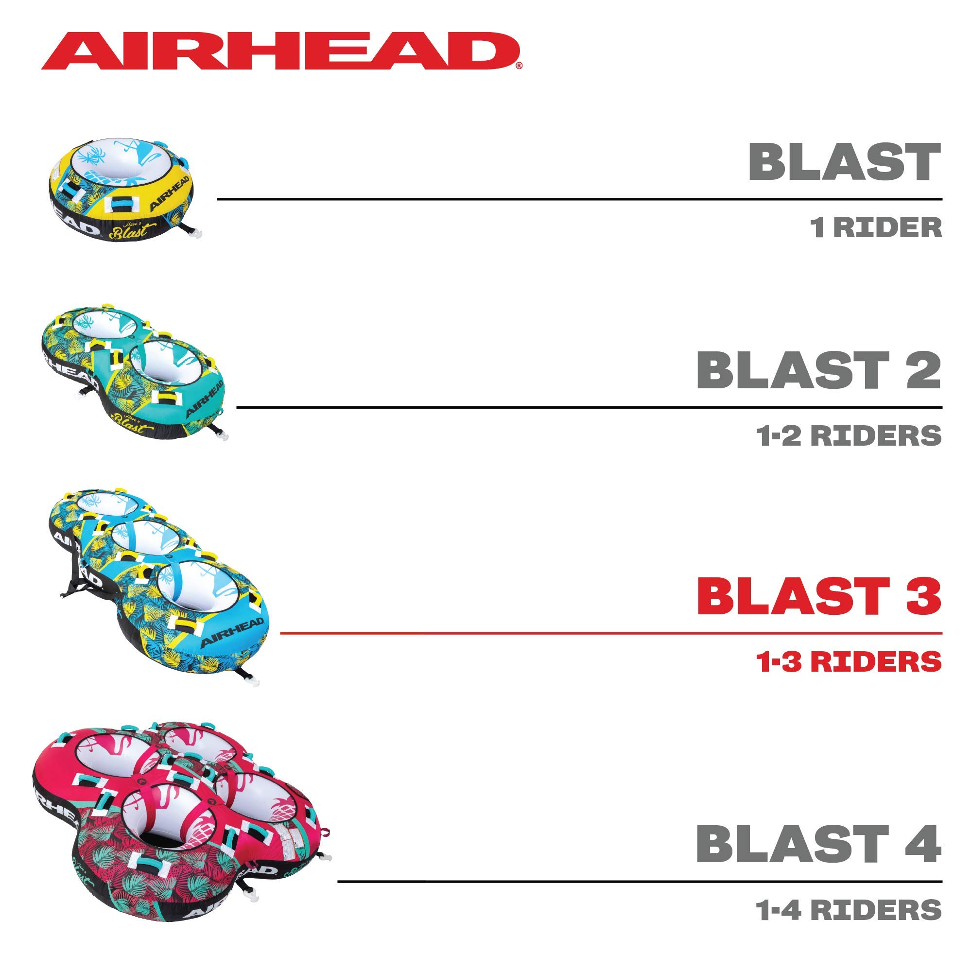 AIRHEAD Blast Towable Tube for Boating with 1-4 Rider Options