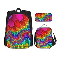 NEZIH Rainbow Tie Dye-Red Backpack Travel Daypack With Lunch Box Pencil Bag 3 Pcs Set Casual Rucksack Fashion Backpacks