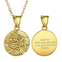 GOLDCHIC JEWELRY Chinese Zodiac Coin Necklace, Gold Round Disc Handmade Animal Pendant Amulet Lucky Charm Necklaces for Women/Girl, Birthday Gift (with Gift Box)