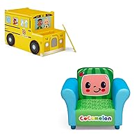 CoComelon School Bus Toy Box + Delta Children CoComelon Upholstered Chair (Bundle)
