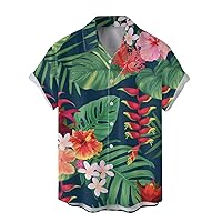Mens Tropical Shirts Short Sleeve Lapel Hawaiian Caribbean Summer Button Down Casual Bowling Funny Vintage Cruise