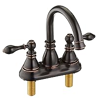 Derengge 2 Handle Oil Rubbed Bronze Bathroom Sink Faucet with Overflow Pop up Drain, 3 Hole Faucet Faucet,360° Swivel Spout 4 Inch Centerset Lavatory Faucet,F-4501-NB