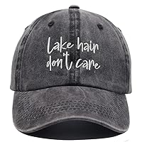 Lake Hair Don't Care Hat, Distressed Cotton Adjustable Lake Life Baseball Cap for Men Women