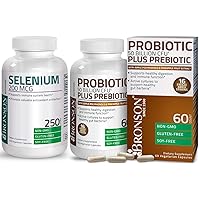 Bronson Probiotic 50 Billion CFU + Prebiotic with Apple Polyphenols & Pineapple Fruit Extract + Selenium 200 Mcg for Immune System, Thyroid, Prostate and Heart Health