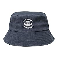 I Am Just Here for The Boos Denim Bucket Hats Washed Cowboy Sunhat Funny Fishing Cap for Men Women