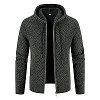 Male Winter Knit Sweater Thermal Fleece Cold Coat With Hood Autumn Chenille Thicker Zipper Cardigan Jacket