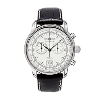 Graf Zeppelin Chronograph Big Date Watch with 12-hr Totalizer, Leather Strap 7690-1