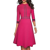 HOMEYEE Women's Chic Crew Neck 3/4 Sleeve Party Homecoming Aline Dress A135