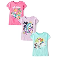 The Children's Place Girls' Animals Short Sleeve Graphic T-Shirts,multipacks