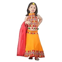 AHHAAAA Kids Ethnic Cotton Blend Radha Dress Lehenga Choli Chania Choli Set For Baby Girls 017