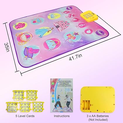 Dance Mat Toy Gift for 3-12 Year Old Girls Boys, Electronic Dance Pad Game Toy for Kids, Adjustable Volume, 9 Game Modes, Best Gift Choice for Christmas, Children's Day and Birthday(38.6”x 35”)
