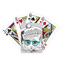 Headset Woolen Hat White Cat Protect Animal Poker Playing Magic Card Fun Board Game