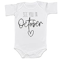 Baby Announcement See You In September Onesie Pregnancy Reveal Infant Shower Gift Coming Soon One-piece Romper (0-6 Months, October-Short Sleeve Romper)