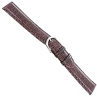 18mm deBeer Brown Genuine Lizard Turned Edge Stitched Mens Watch Band X-Long