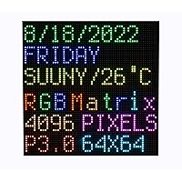 64x64 RGB LED Matrix Panel Full Color for Raspberry Pi/Ardui 192x192 mm 3mm Pitch 4096 LEDs Adjustable Brightness
