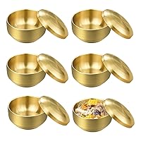 4.1 In 304 Stainless Steel Bowls with Lids, 8 Oz Double Walled Soup Bowls, Metal Gold Cereal Bowl, Small Ice Cream Dessert Rice Sauce Bowls for Snack Yogurt (6pcs)