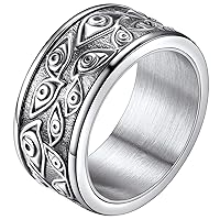 FaithHeart Eye of God Ring for Men Women, Stainless Steel/18K Gold Plated Spinner Band Rings Personalized Custom