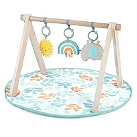 Ingenuity: ity Sun Valley Wooden Toy Arch & Play Mat, Foldable A-Frame Bar with 3 Removable Toys, Machine-Washable Mat, Unisex, for Ages 0-36 Months