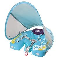 Mambobaby Baby Pool Float with Canopy & Tile, Kalolary Non-Inflatable Baby Swim Float Infant Swim Trainer Ring Toddler Pool Float with Adjustable Strap for 3-24 Months Age Boys Girls
