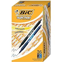 BIC Soft Feel Assorted Colors Retractable Ballpoint Pens, Medium Point (1.0mm), 36-Count Pack, Black and Blue Pens With Soft-Touch Comfort Grip, Perfect Color Pens For Note Taking