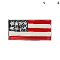 American USA Large Flag Brooch Enameled Patriotic Tie Tack Pin in Black