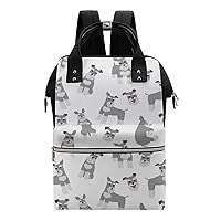 Miniature Schnauzer Pattern Waterproof Mommy Bag Diaper Bag Backpack Multifunction Large Capacity Travel Bag