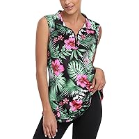 Viracy Women's Zip Up Golf Workout Tank Tops Sleeveless Quick Dry Athletic Polo Shirts