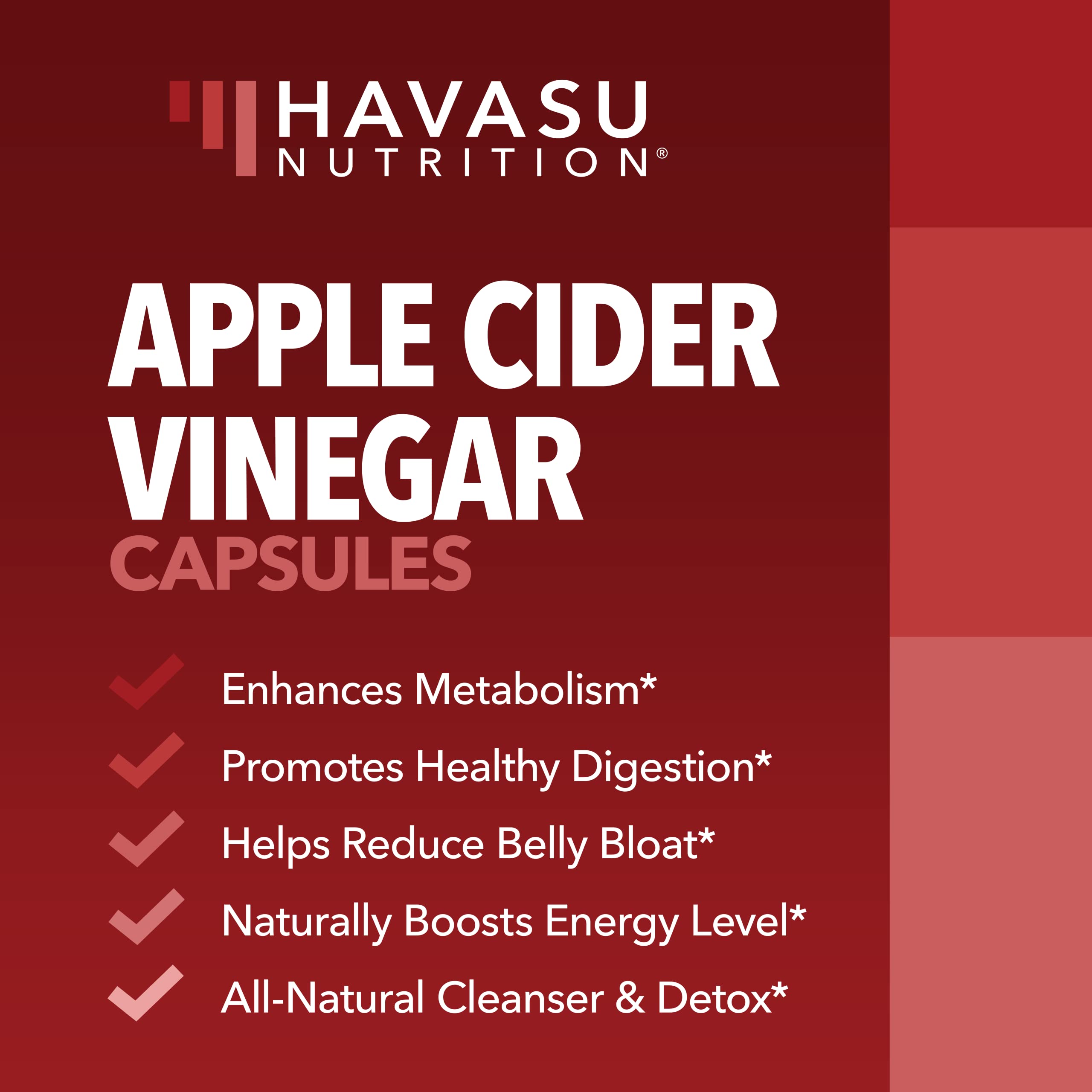 HAVASU NUTRITION Apple Cider Vinegar Capsules with 500mg Apple Cider Vinegar and 20mg Cayenne Pepper per Serving for Bloating Relief (60 Count, 1 Pack)
