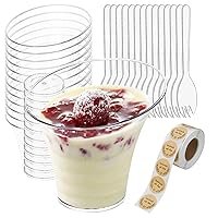 Clear Dessert Cups with Spoons,100 Pack 4.7oz Mini Dessert Cups,Parfait Appetizer Cup Arc Cup, Reusable Mini Serving Cups for Party Desserts Halloween Thanksgiving Christmas