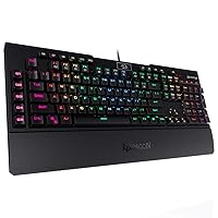 Redragon K586 RGB Mechanical Gaming Keyboard, 10 Dedicated Macro Keys, Convenient Media Control, and Detachable Wrist Rest, Red Switch
