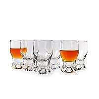 Isaac Mizrahi Shot Glasses | Set of 6 Shot Glasses for Liquor & Spirits, 2 Ounces, Clear | Bar Drinkware Gift Set for Men & Women, Wedding Favors, Groomsmen & 21st Birthday | (Orlean Design)
