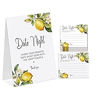 Lemon Theme Bridal Shower Decorations, Date Night Ideas, Bridal Shower Game, 1 Sign and 50 Cards, Modern Bridal Shower Shower, Wedding Shower Games（dn10）