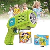Bubble Machine,Panacare Bubble Gun for Kids,Automatic bubbele Machine Gun 10 Holes with LED Bubbles Making Toy，Bubble Maker Toys 10000+ Rich Bubbles/Min with Bubble Solution,for Kids Birthday/Party