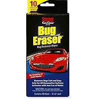 Stoner Car Care 95401 Bug Eraser Car Cleaning Wipes, Removes Bugs Fast and Easy, Safe for All Automotive Surfaces, 10 Eraser Wipes, Pack of 1