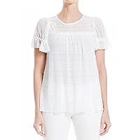 Max Studio Women's Mesh Lace Short Sleeve Knit Top