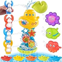 VATOS Baby Bath Toys for Toddlers 1-3 Year Old - 13 pcs Mold Free Bathtub Water Toys for Kids Age 2-4,Gift for Infants Boys & Girls Age 6-12 Months, Ideal for Bathtub, Pool, and Preschool Playtime