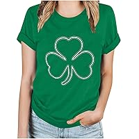 Women's Funny Graphic Tshirts 2024 St Patricks Day Short Sleeve Shirts Casual Comfy Crew Neck Blouse Workout Tee