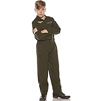 Underwraps Kid's Children's Air Force Flight Suit Costume - Khaki Childrens Costume, Green, Small
