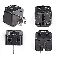 OREI USA, Canada Adapter Plug, Europe, UK, China to US American Adaptor - Grounded - Type B - Universal Socket - EU to US - 4 Pack