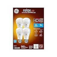 GE Relax LED Light Bulbs, 60 Watt, Soft White, A19 (4 Pack)