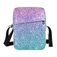 Pink Blue Glitter Messenger Bag for Women Men Crossbody Shoulder Bag Crossbody Sling Bags Casual Small Shoulder Bags with Adjustable Strap for Concert Beach Travel Sporting