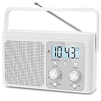 DreamSky Radio Portable AM FM Shortwave - Digital Radio Plug in Wall or Battery Powered for Home & Outdoor, Strong Reception, Large Easy Dial, Transistor Antenna, Small Gfits for Seniors Elderly