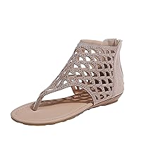Beach Sandals for Women Roman Slip on Ring Toe Flip Flop Breathable Pluse Size for Women Summer Wedding