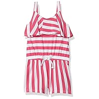Nautica girls Patterned Knit Jersey Romper, Sleeveless Relaxed Fit & Cinched Waist