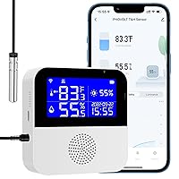 WiFi Hygrometer Thermometer Sensor with External Probe,Aquarium Thermometer,Wireless Digital Monitor Real-time sync Update, Backlight LCD,Work with Tuya app,for Home Greenhouse,Fish Tank, Refrigerator